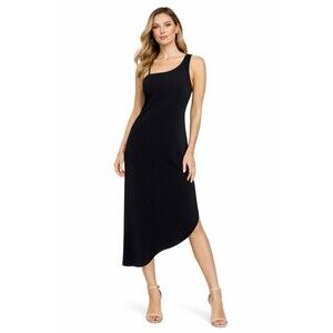 B. Moss Y2K 90s Black One Shoulder Asymmetrical Hem Sheer Lined Dress 6 Party